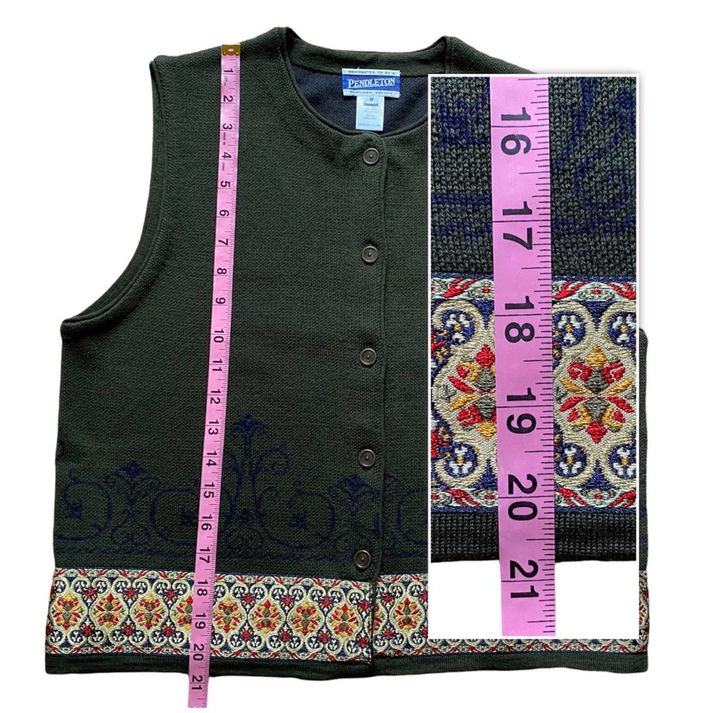 Pendleton Women’s Green Wool Blend Button Vest Sz… - image 6